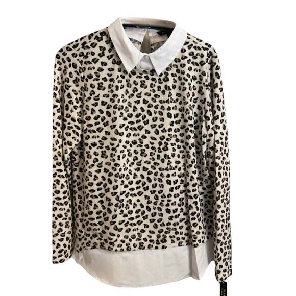 Zac & Rachel Animal Print Faux Layered Shirt Ultra Soft Sweater Size S - Picture 1 of 9